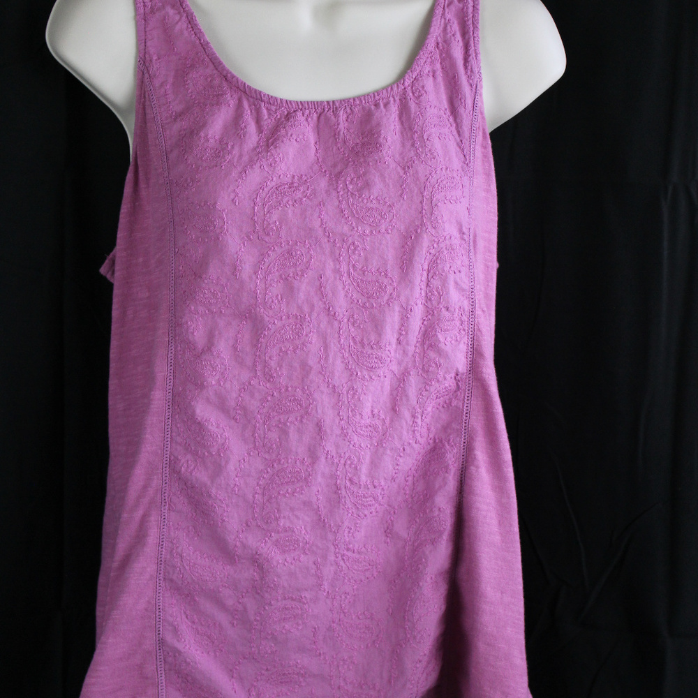 Lucky Brand Purple Sleeveless Embroidered Top